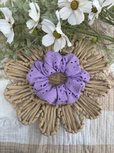 Load image into Gallery viewer, Embroidered Lavender scrunchie
