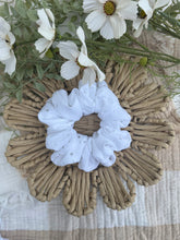 Load image into Gallery viewer, Embroidered White scrunchie
