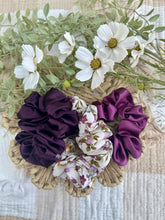 Load image into Gallery viewer, Eggplant satin scrunchie
