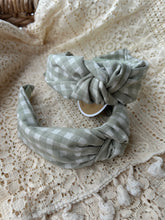 Load image into Gallery viewer, Sage gingham headband ￼
