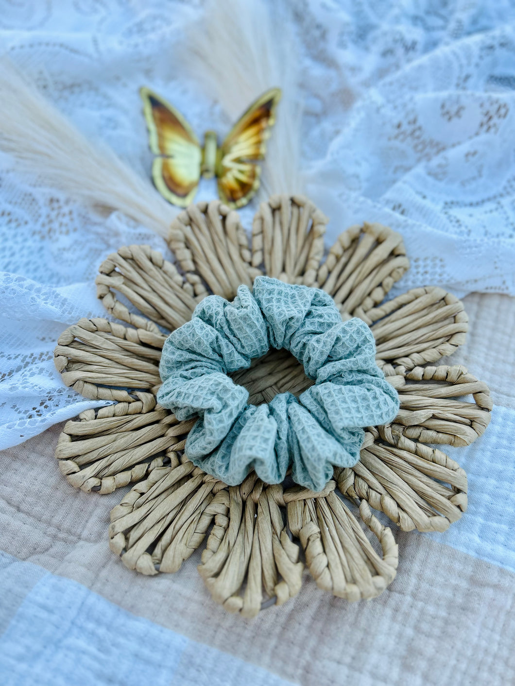Sage Waffle Knit Scrunchie