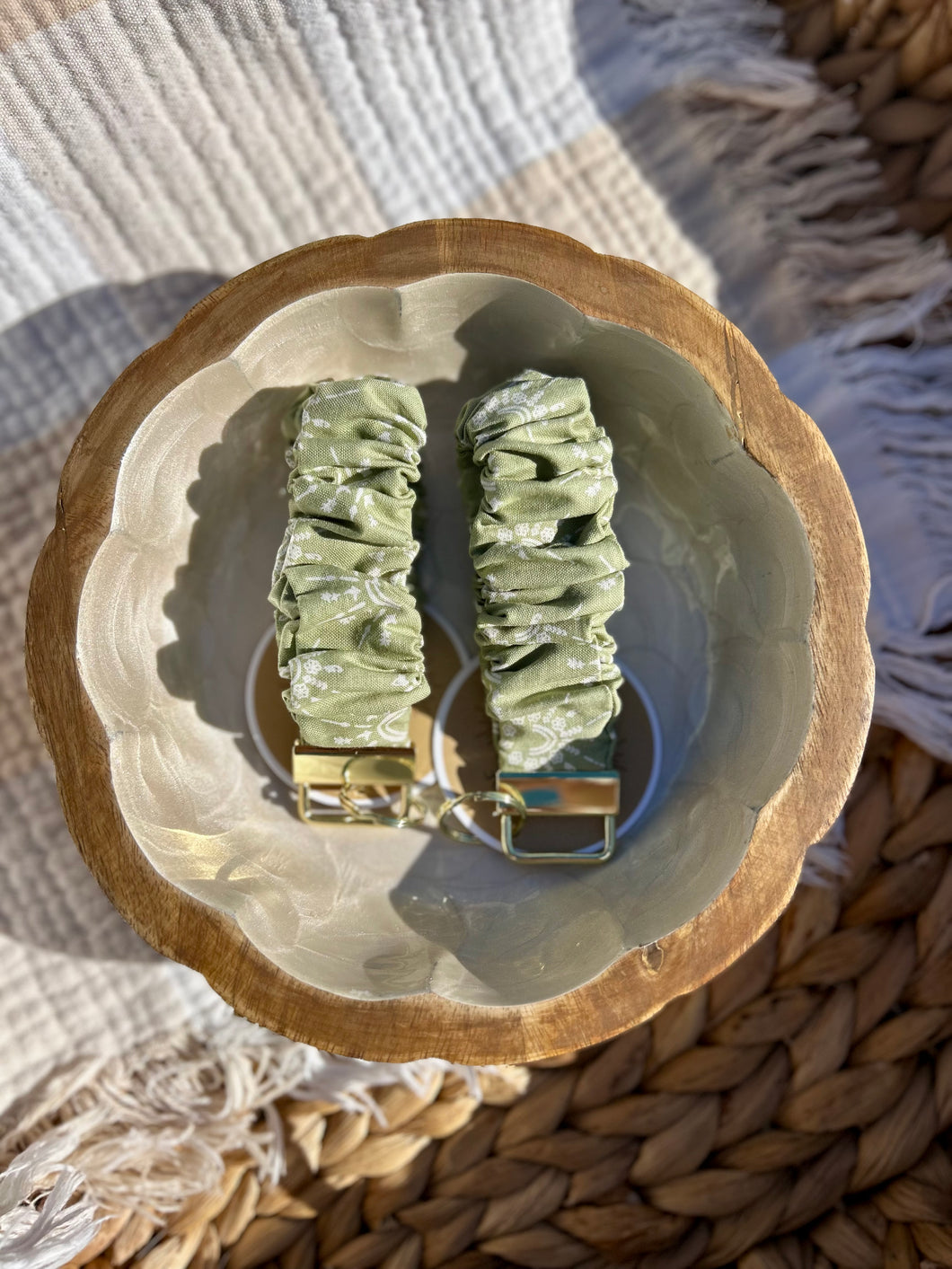 Sage green boho keychain