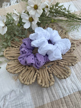 Load image into Gallery viewer, Embroidered Lavender scrunchie

