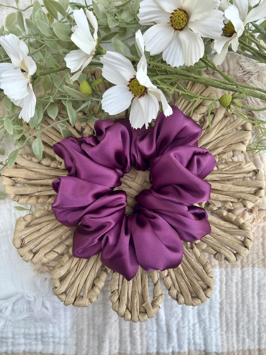 XL Orchid satin scrunchie