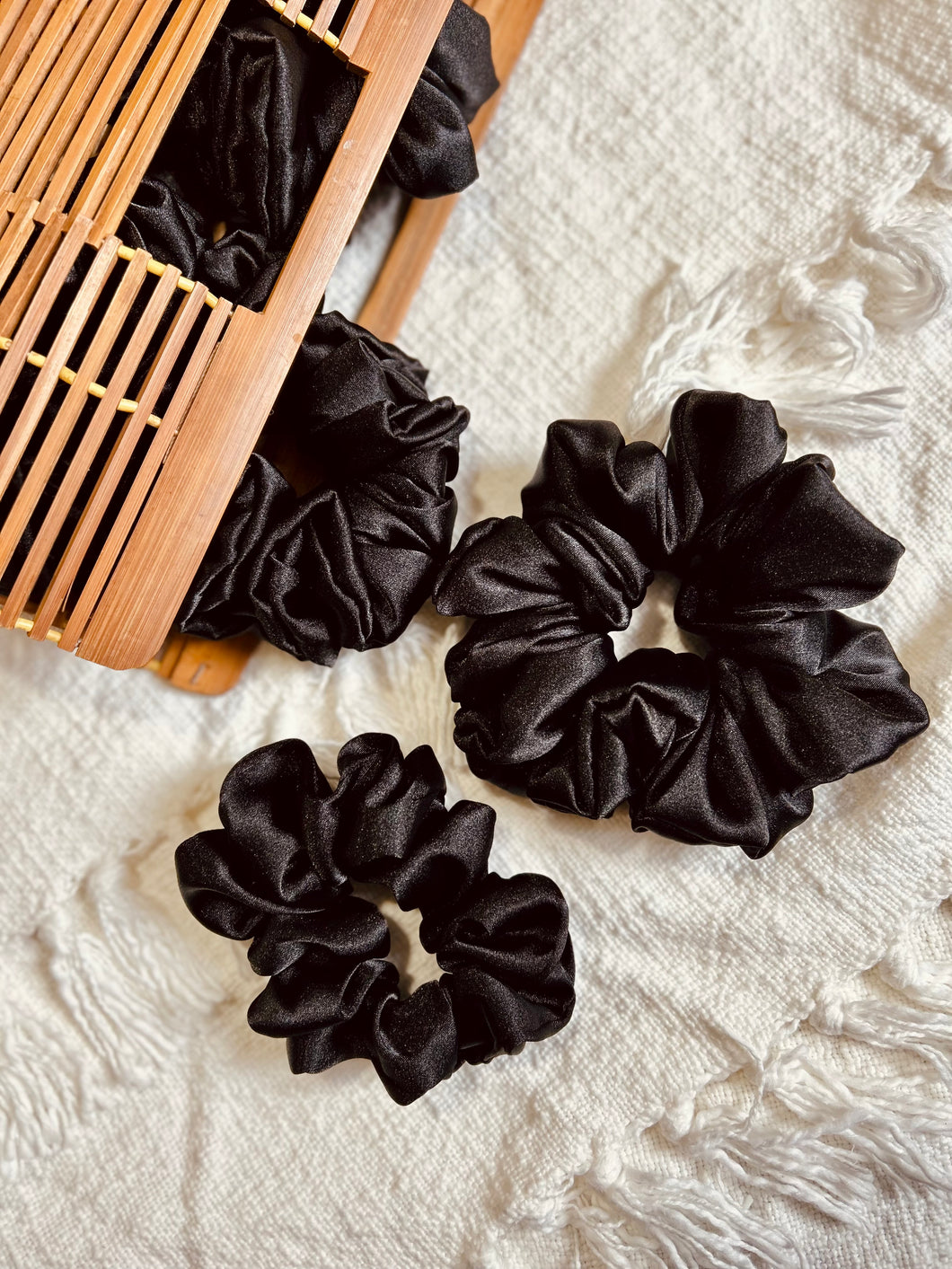 Black Satin Scrunchies