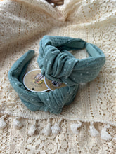 Load image into Gallery viewer, Teal polka dot headband
