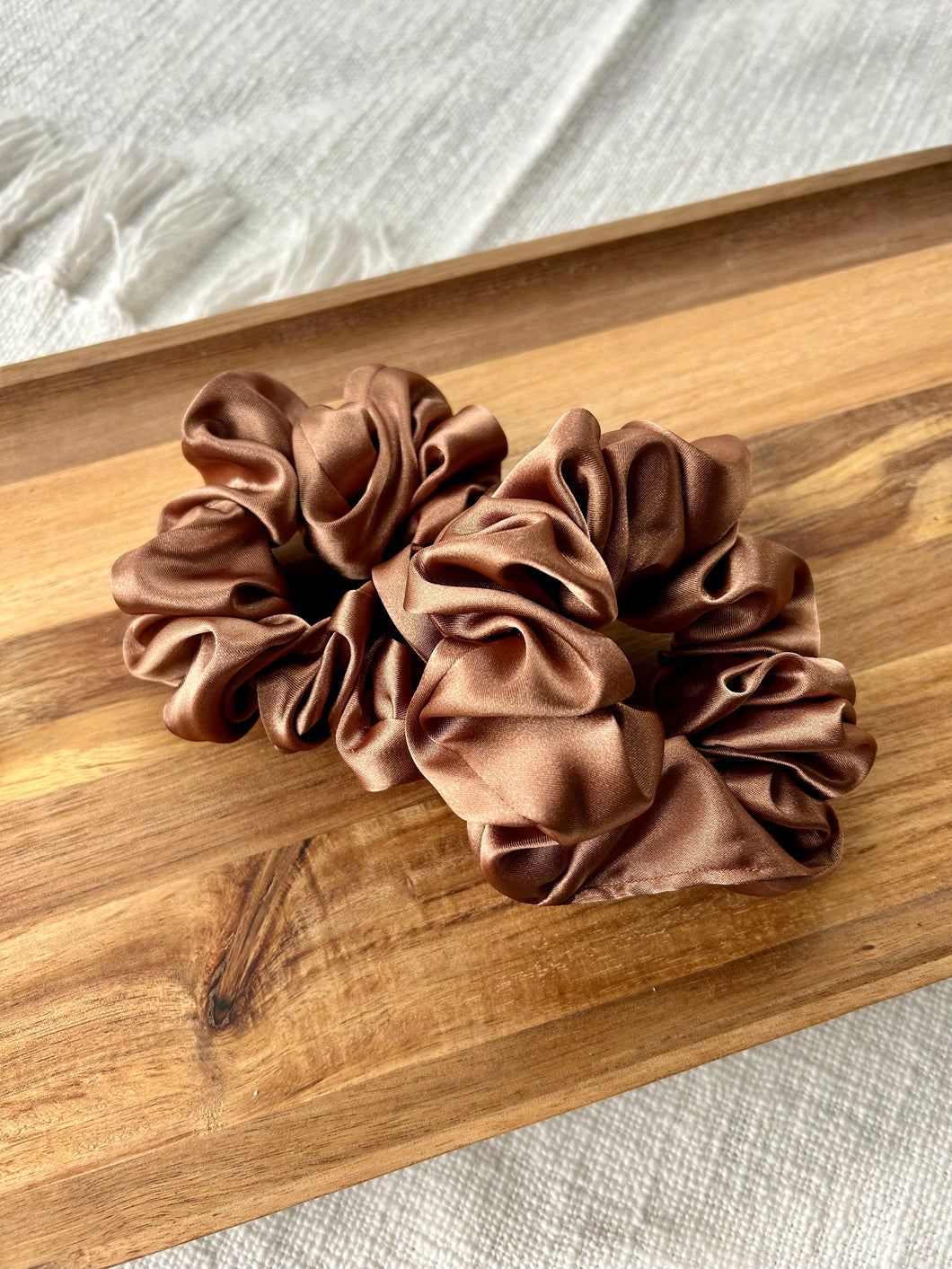 Cinnamon Satin Scrunchie